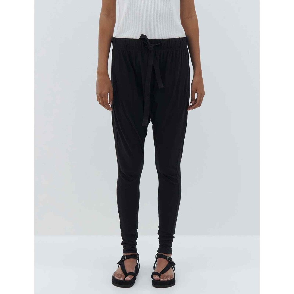 BASSIKE Slouch Jersey Pants Women XS Black Harem Drop Crotch Cotton Drawstring